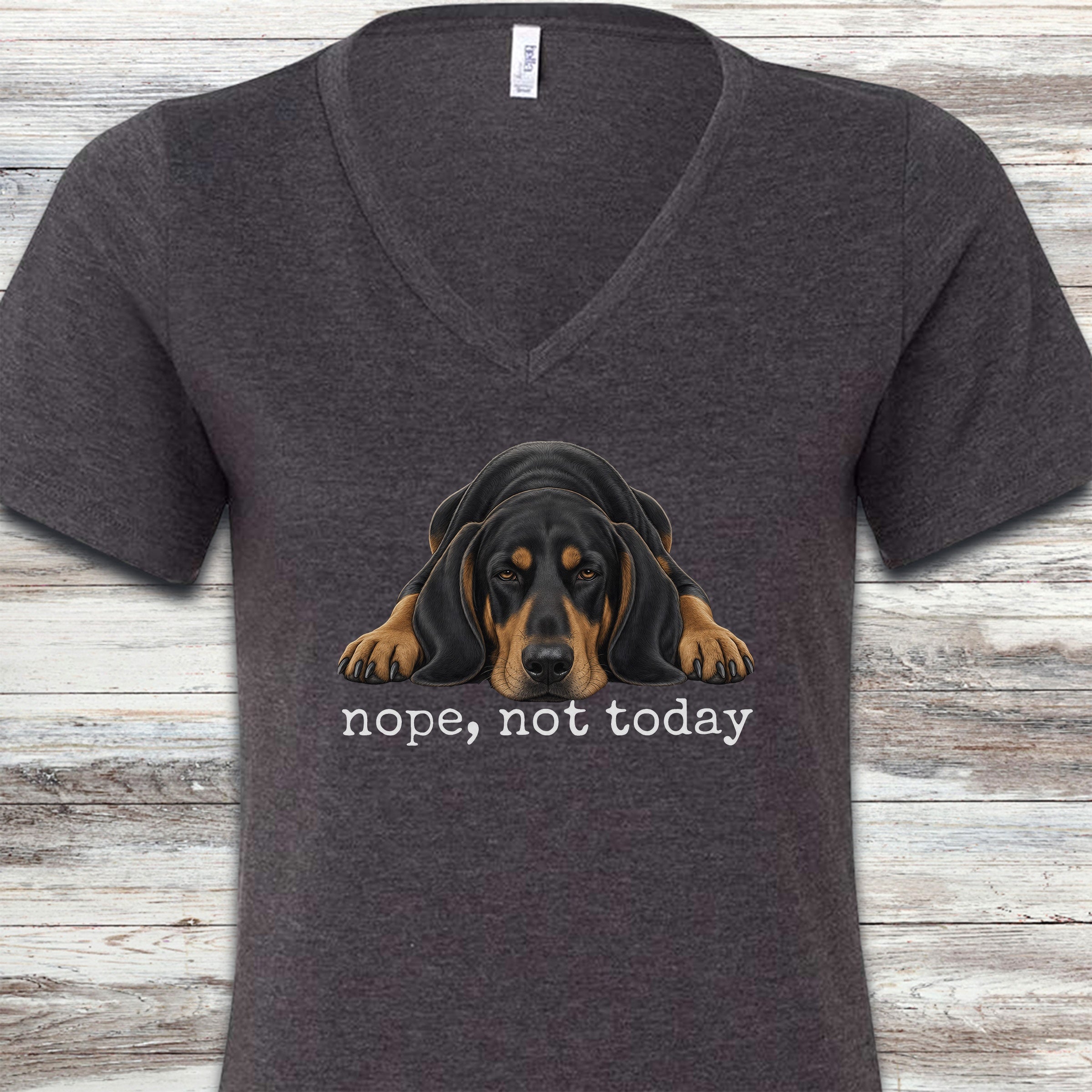 Coonhound Nope V-Neck Tee - Dark Grey Heather