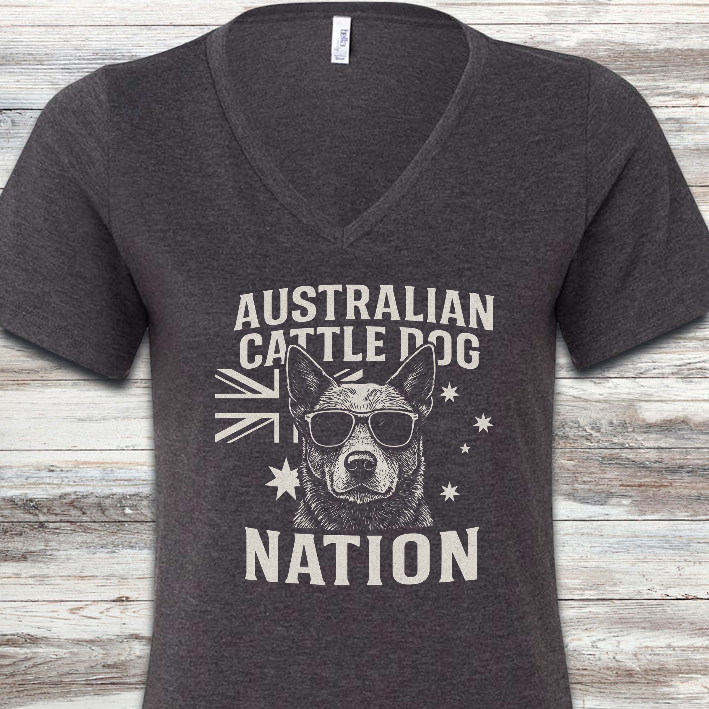 Australian Cattle Dog Australia V-Neck Tee - Dark Grey Heather