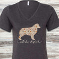 Australian Shepherd Fall V-Neck Tee - Dark Grey Heather