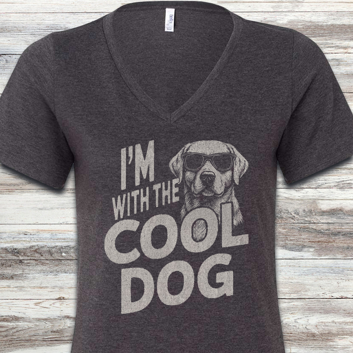 Labrador Retriever Cool Dog V-Neck Tee - Dark Grey Heather