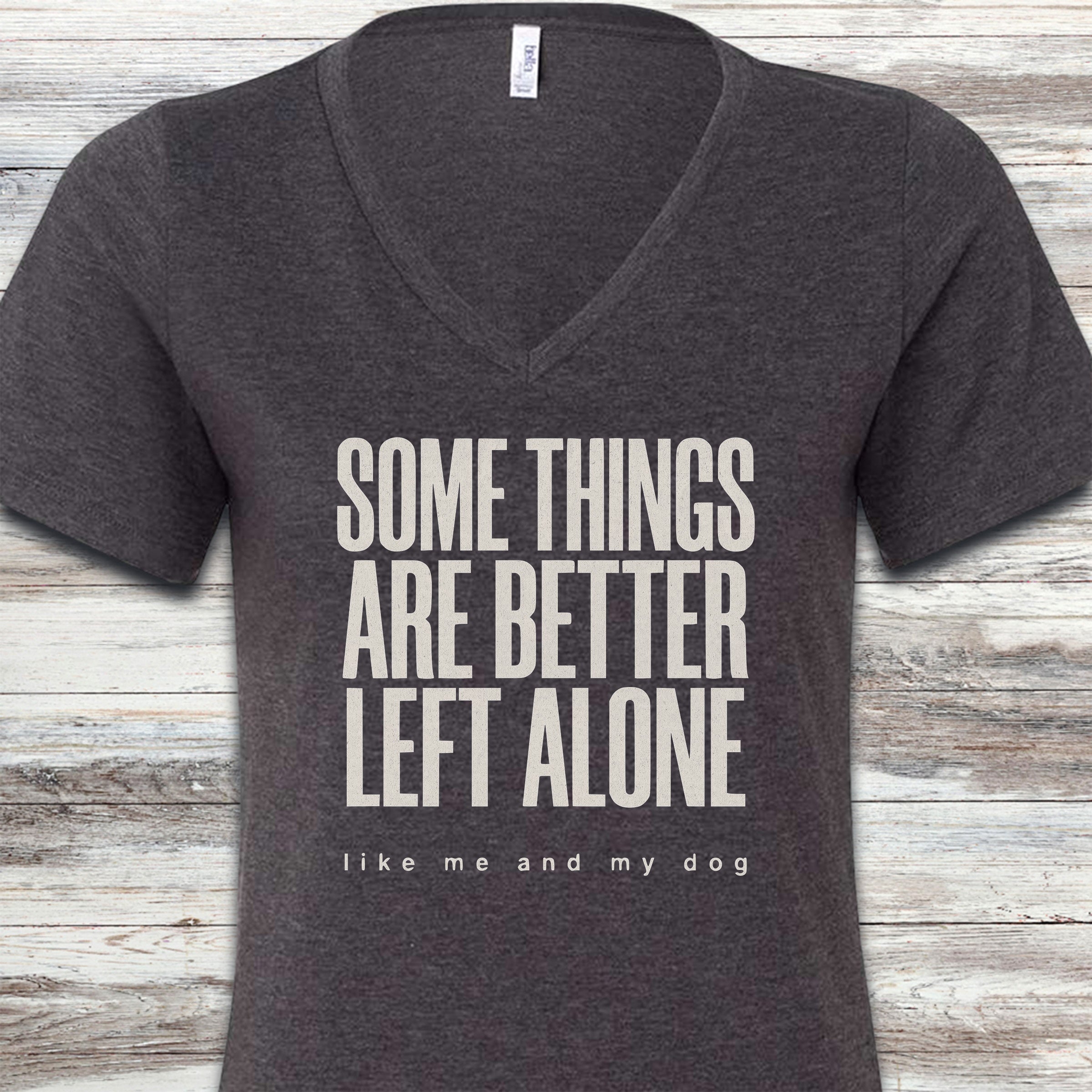 Dog Introvert V-Neck Tee - Dark Grey Heather