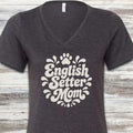 English Setter Groovy Mom V-Neck Tee - Dark Grey Heather