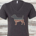 Jack Russell Vintage USA V-Neck Tee - Dark Grey Heather