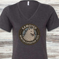 Samoyed Winter Expedition 2025 V-Neck Tee - Dark Grey Heather