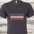 Live Free Love Dogs V-Neck Tee - Dark Grey Heather