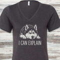 Husky Explain V-Neck Tee - Dark Grey Heather
