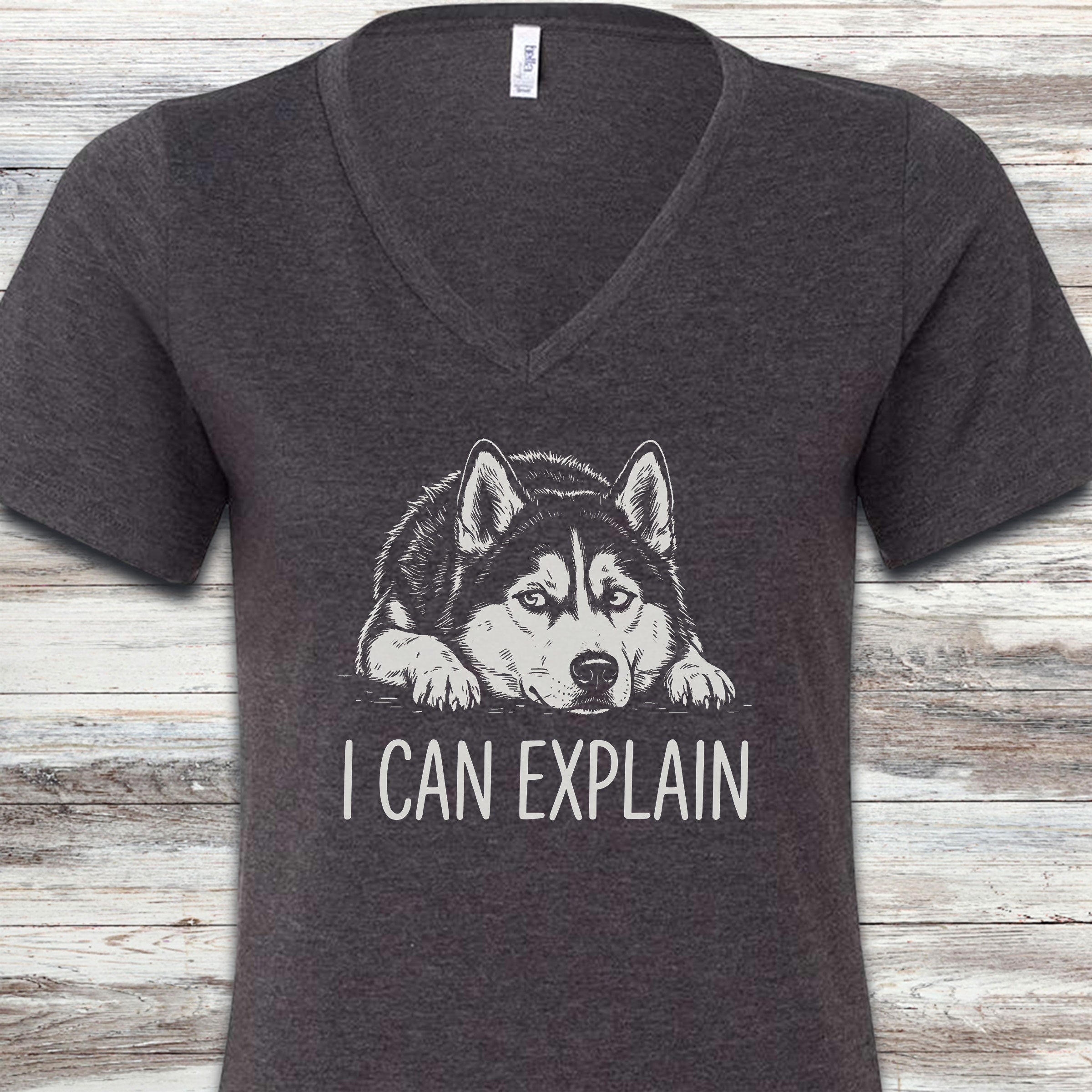 Husky Explain V-Neck Tee - Dark Grey Heather