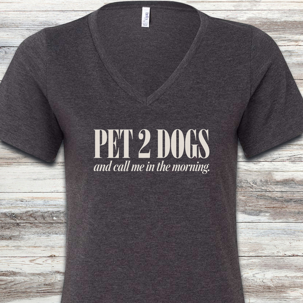 Pet 2 Dogs V-Neck Tee - Dark Grey Heather