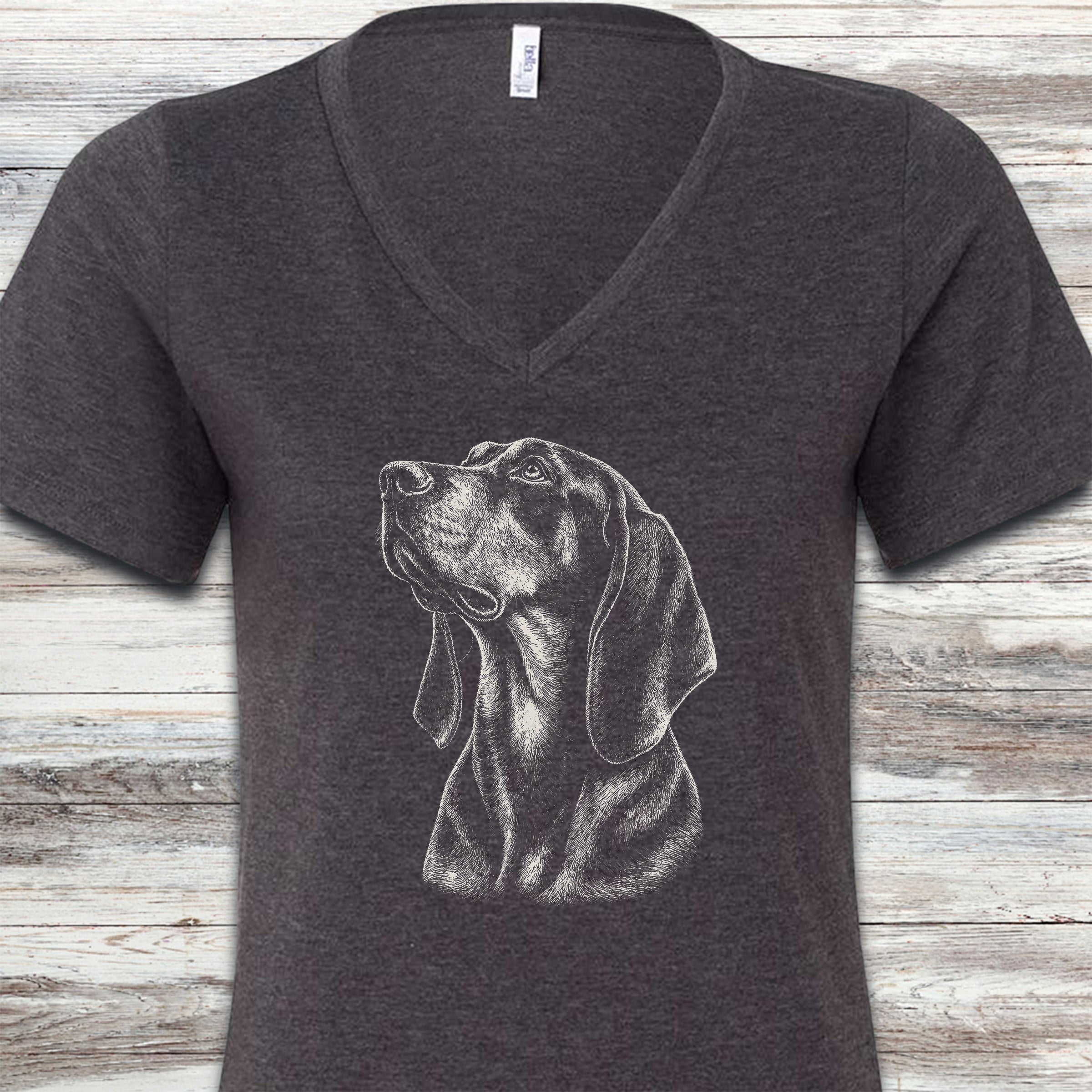 Coonhound Loyalty V-Neck Tee - Dark Grey Heather