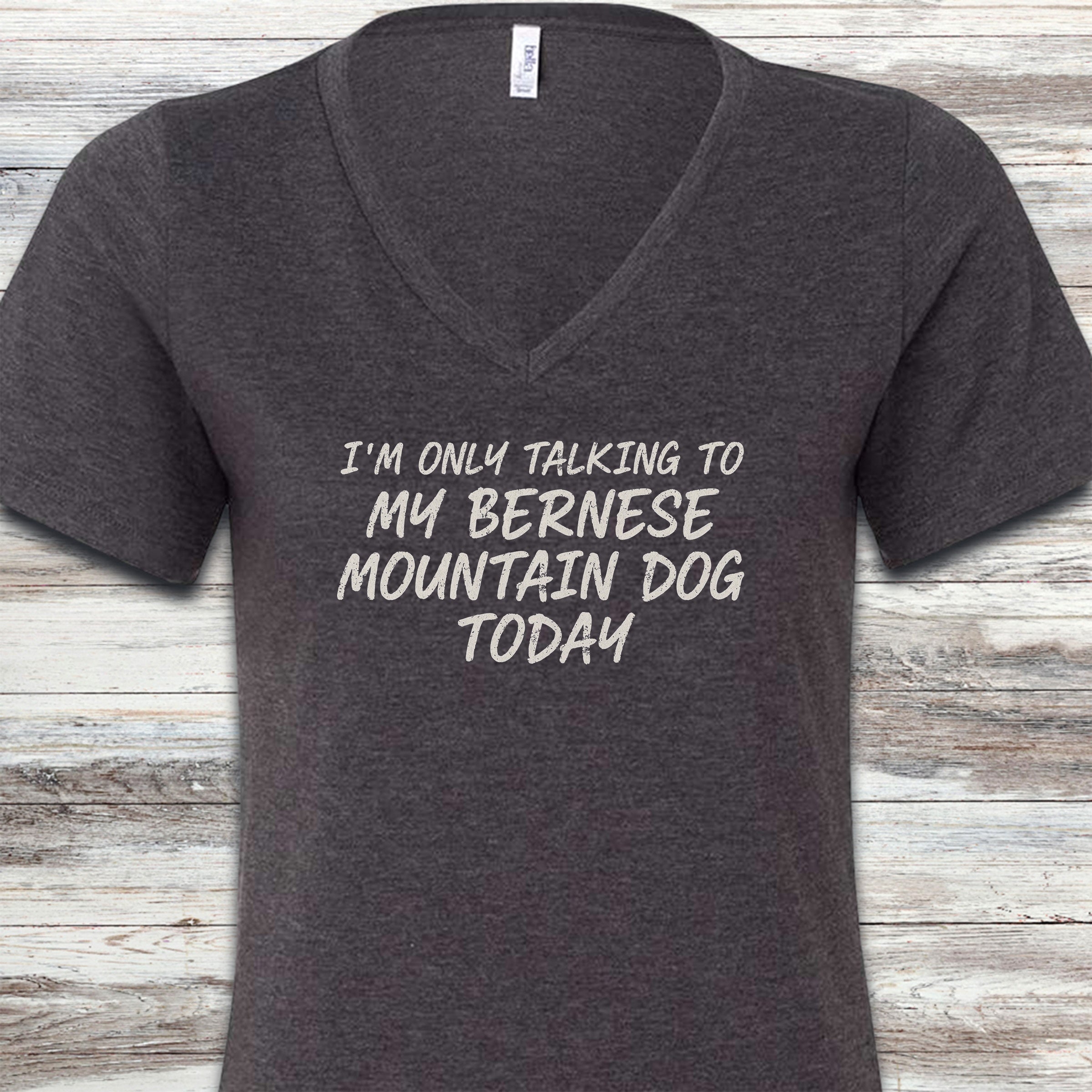 Bernese Mountain Dog Talk V-Neck Tee - Dark Grey Heather