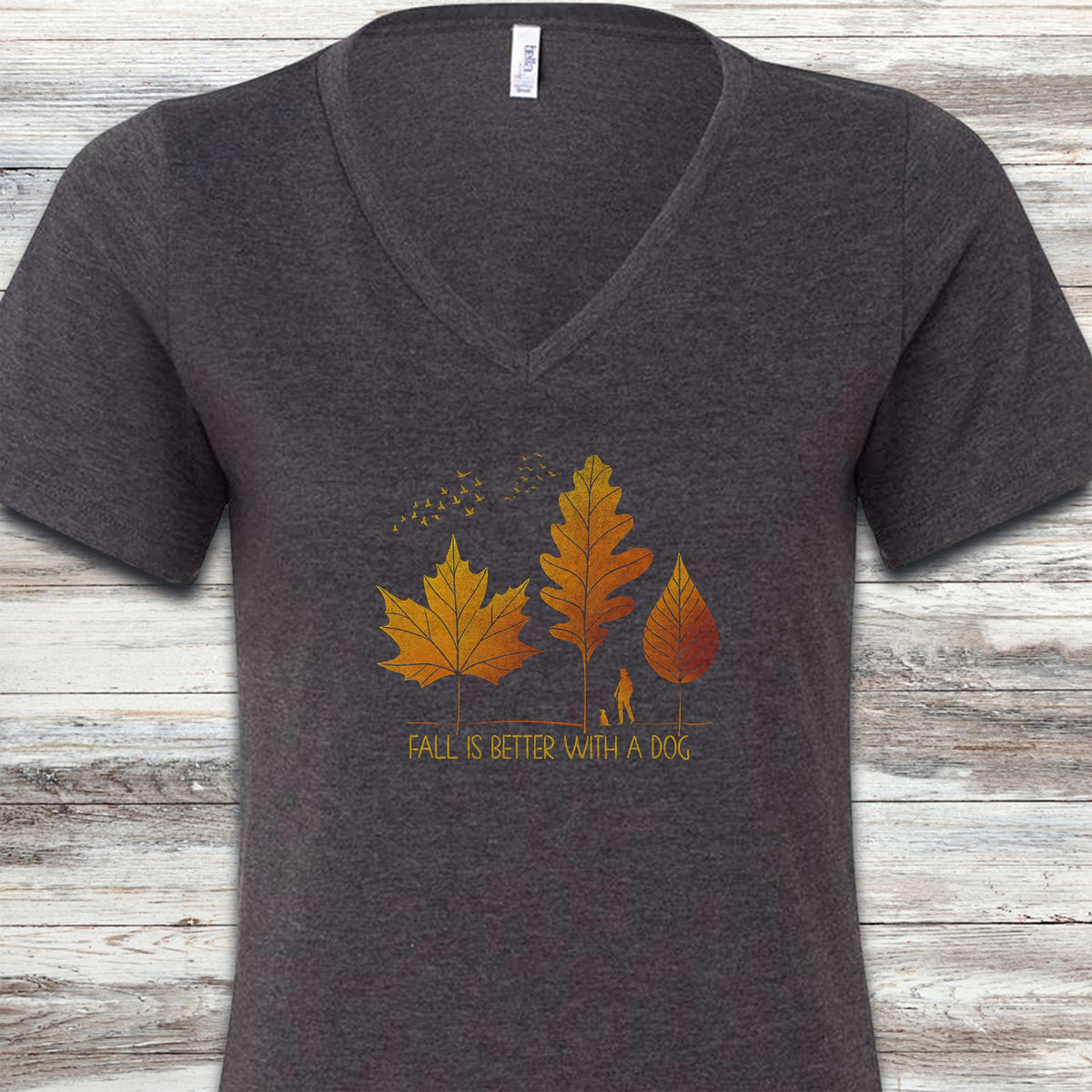Fall Is Better V-Neck Tee - Dark Grey Heather