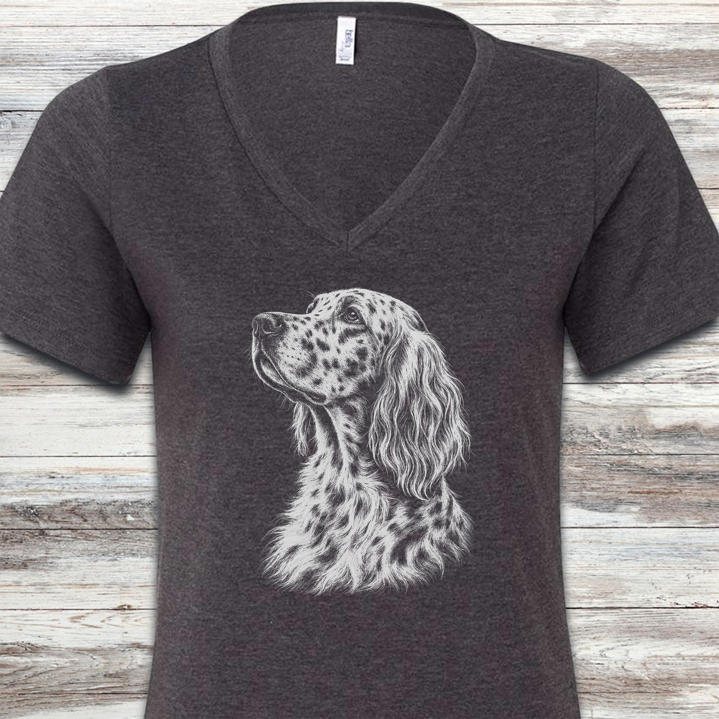 English Setter Loyalty V-Neck Tee - Dark Grey Heather