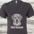Labrador Retriever Yellow Old School V-Neck Tee - Dark Grey Heather