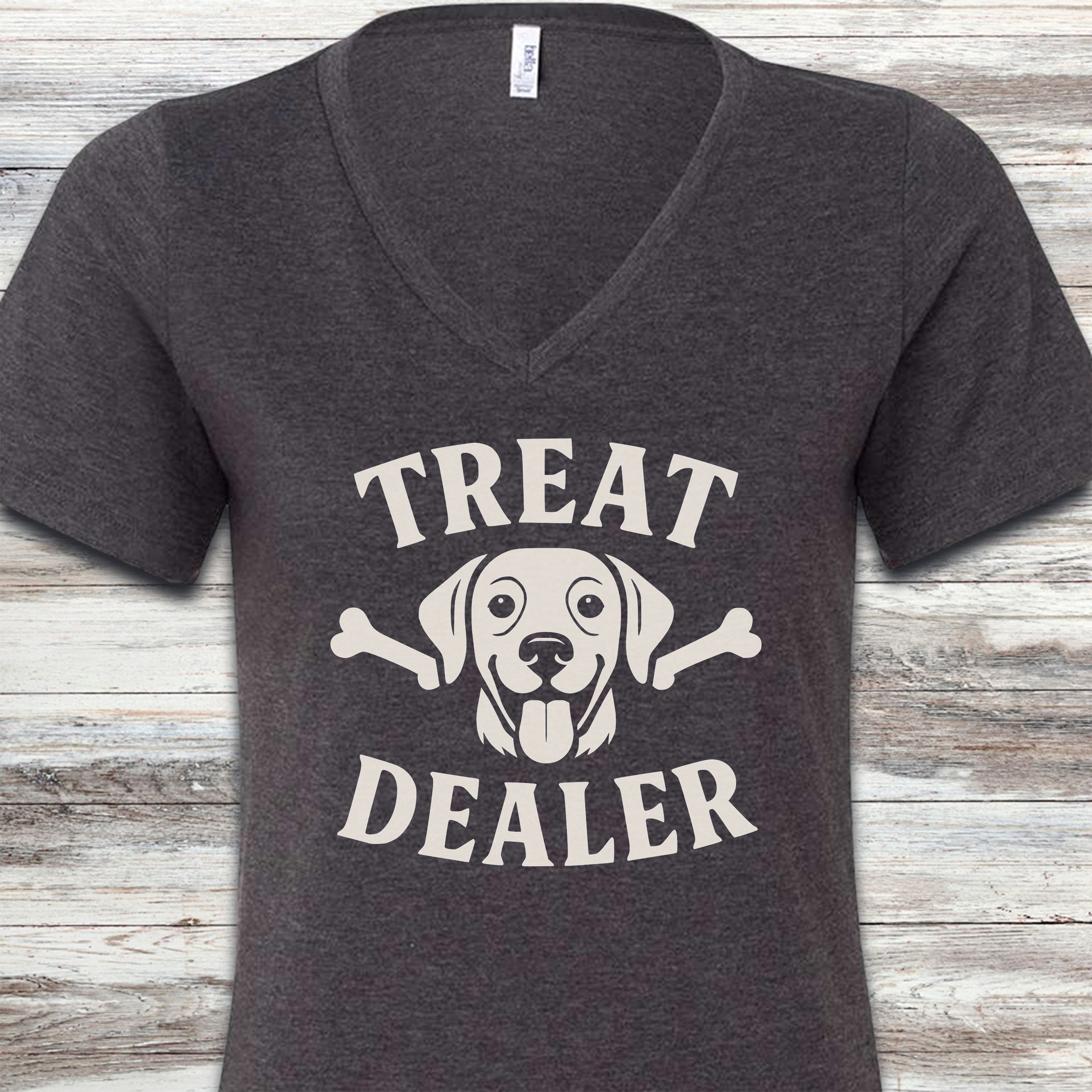 Treat Dealer Bones V-Neck Tee - Dark Grey Heather