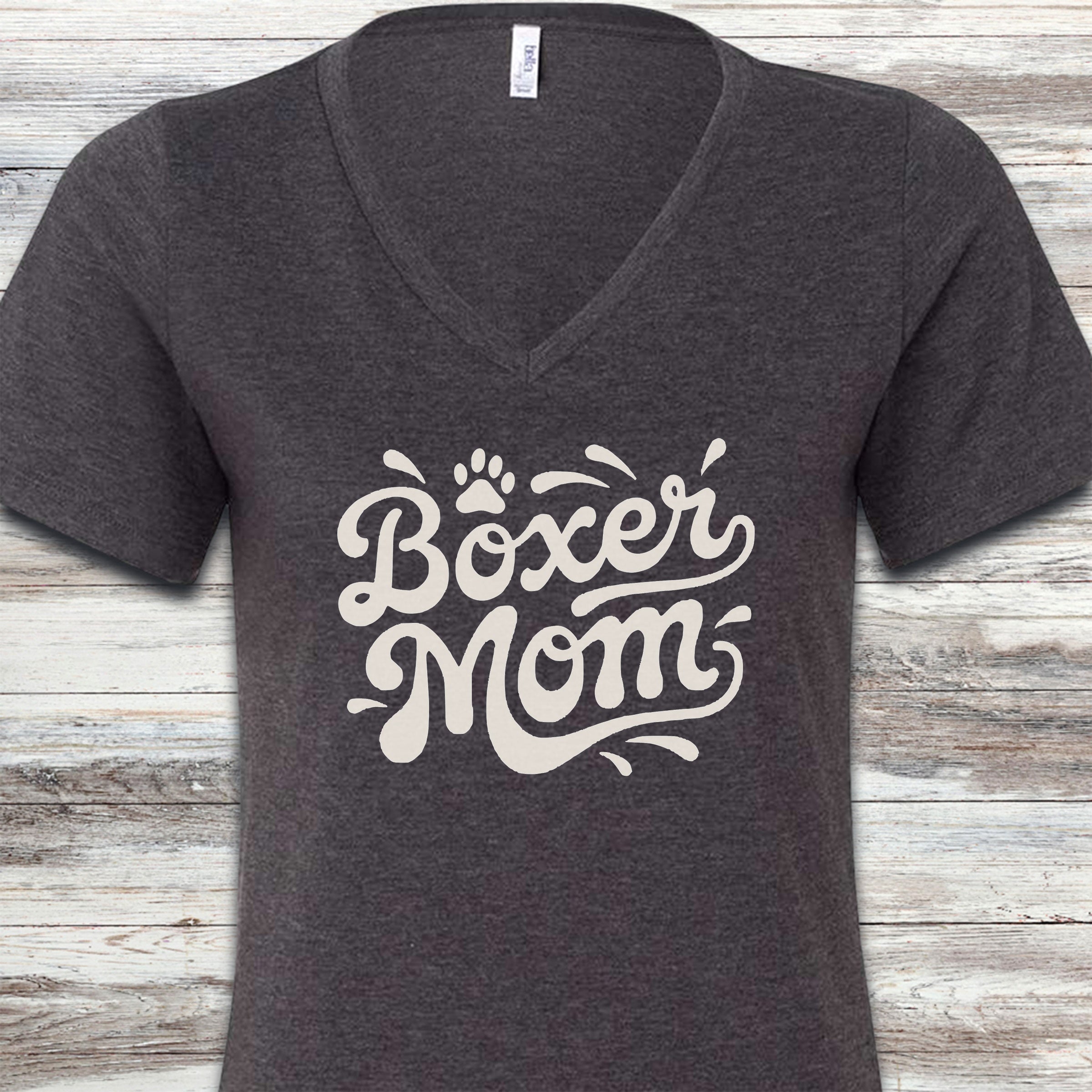 Boxer Groovy Mom V-Neck Tee - Dark Grey Heather