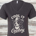 Bernese Mountain Dog Cool It V-Neck Tee - Dark Grey Heather