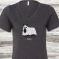 Scottish Terrier Boo V-Neck Tee - Dark Grey Heather