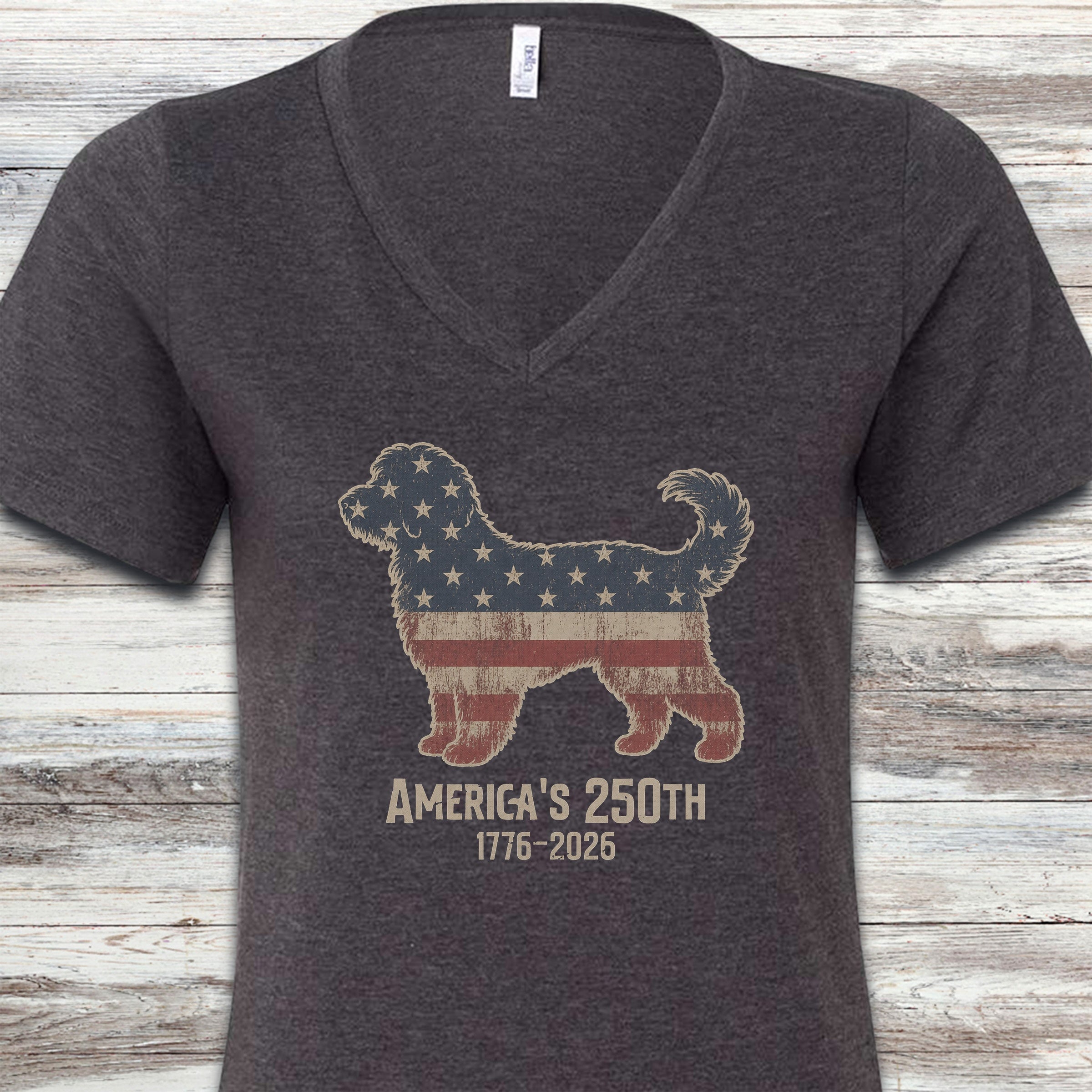 Aussiedoodle 250 V-Neck Tee - Dark Grey Heather
