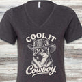 German Shepherd Cool It V-Neck Tee - Dark Grey Heather