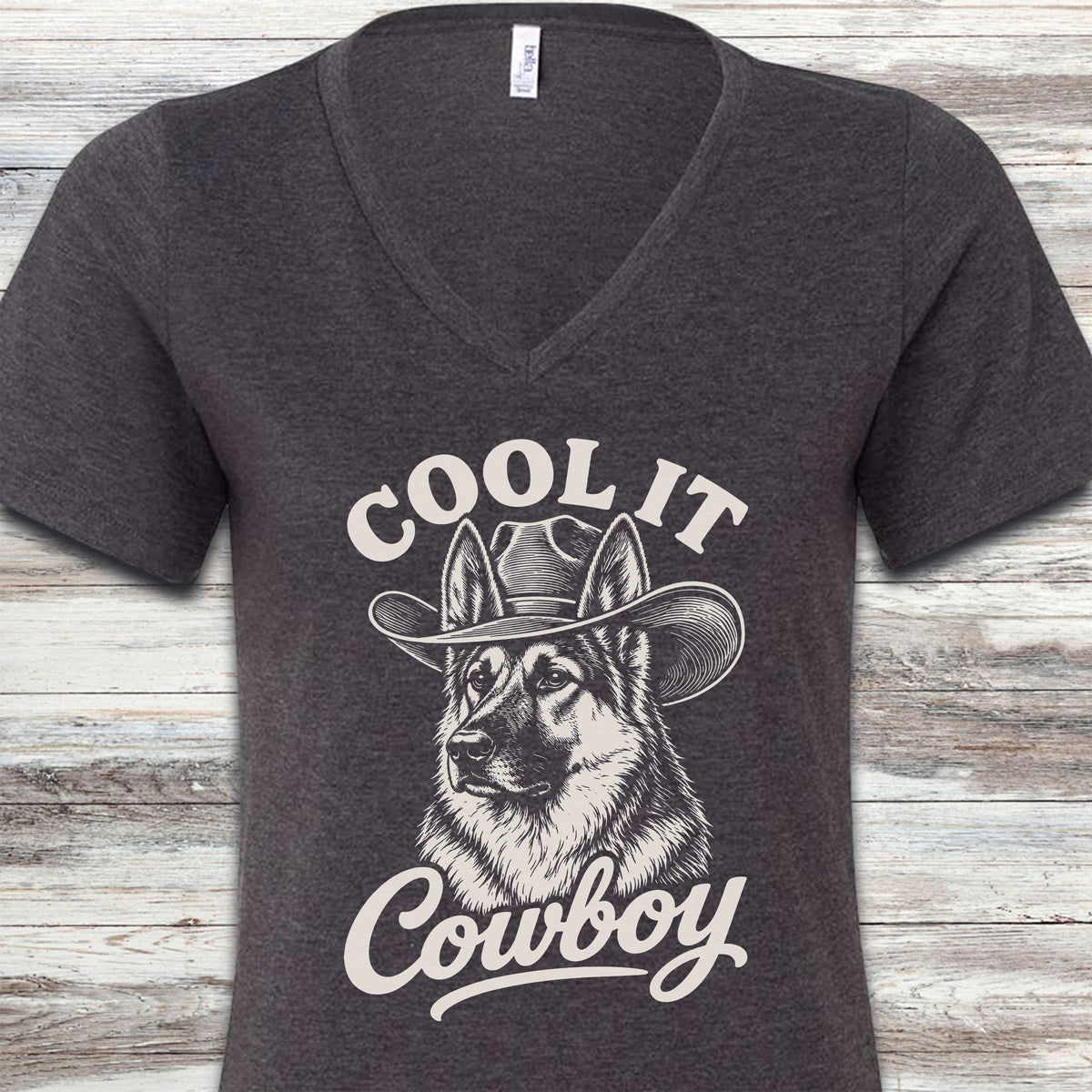 German Shepherd Cool It V-Neck Tee - Dark Grey Heather