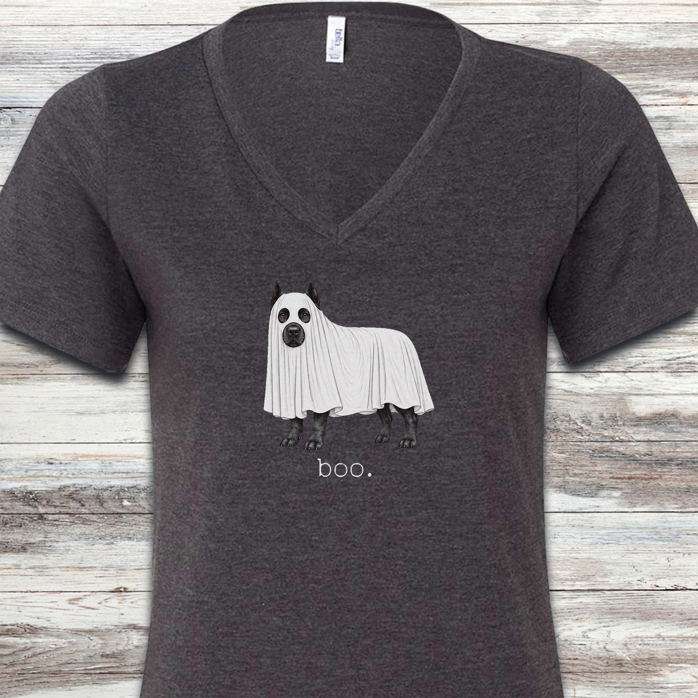 Cane Corso Boo V-Neck Tee - Dark Grey Heather