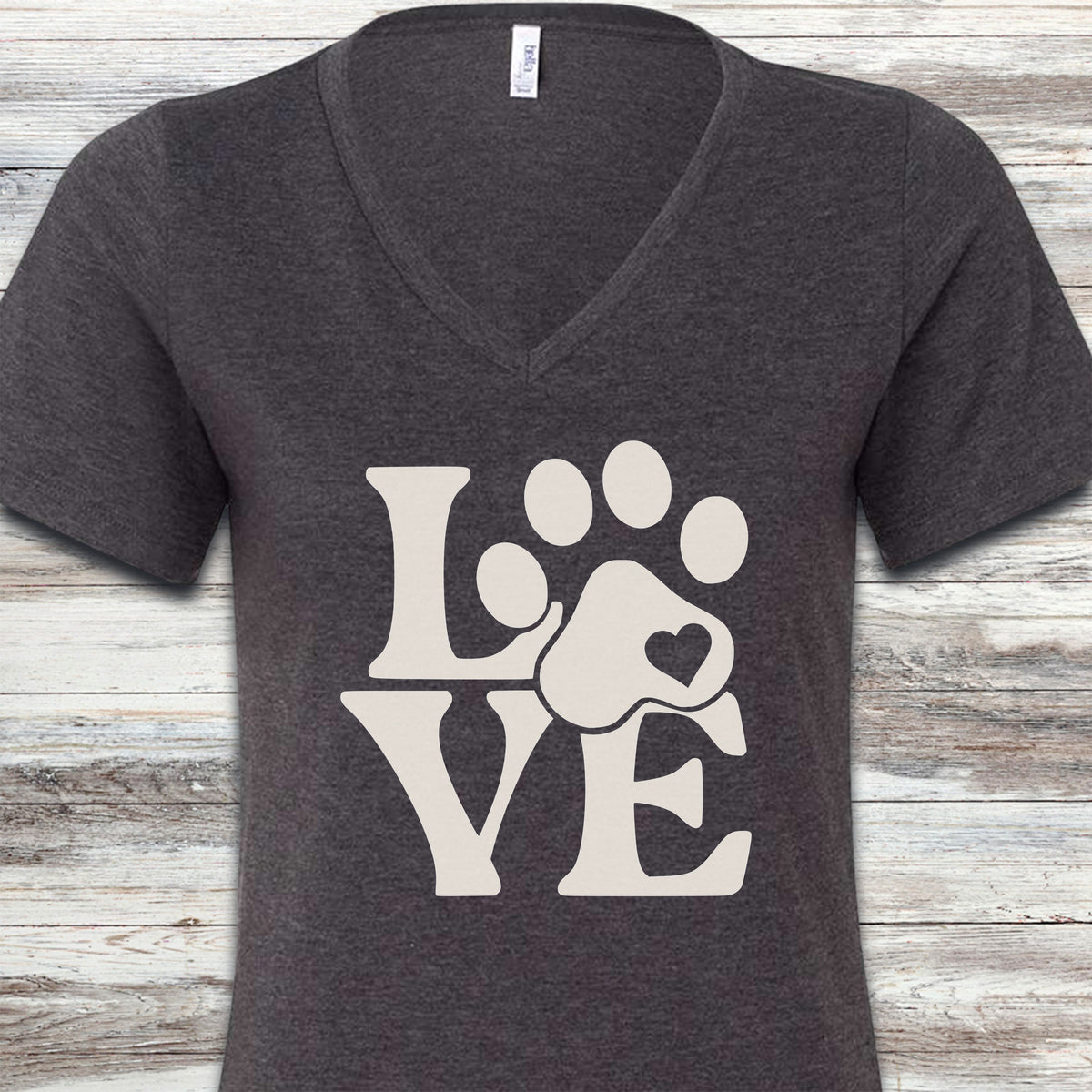 Love V-Neck Tee - Dark Grey Heather