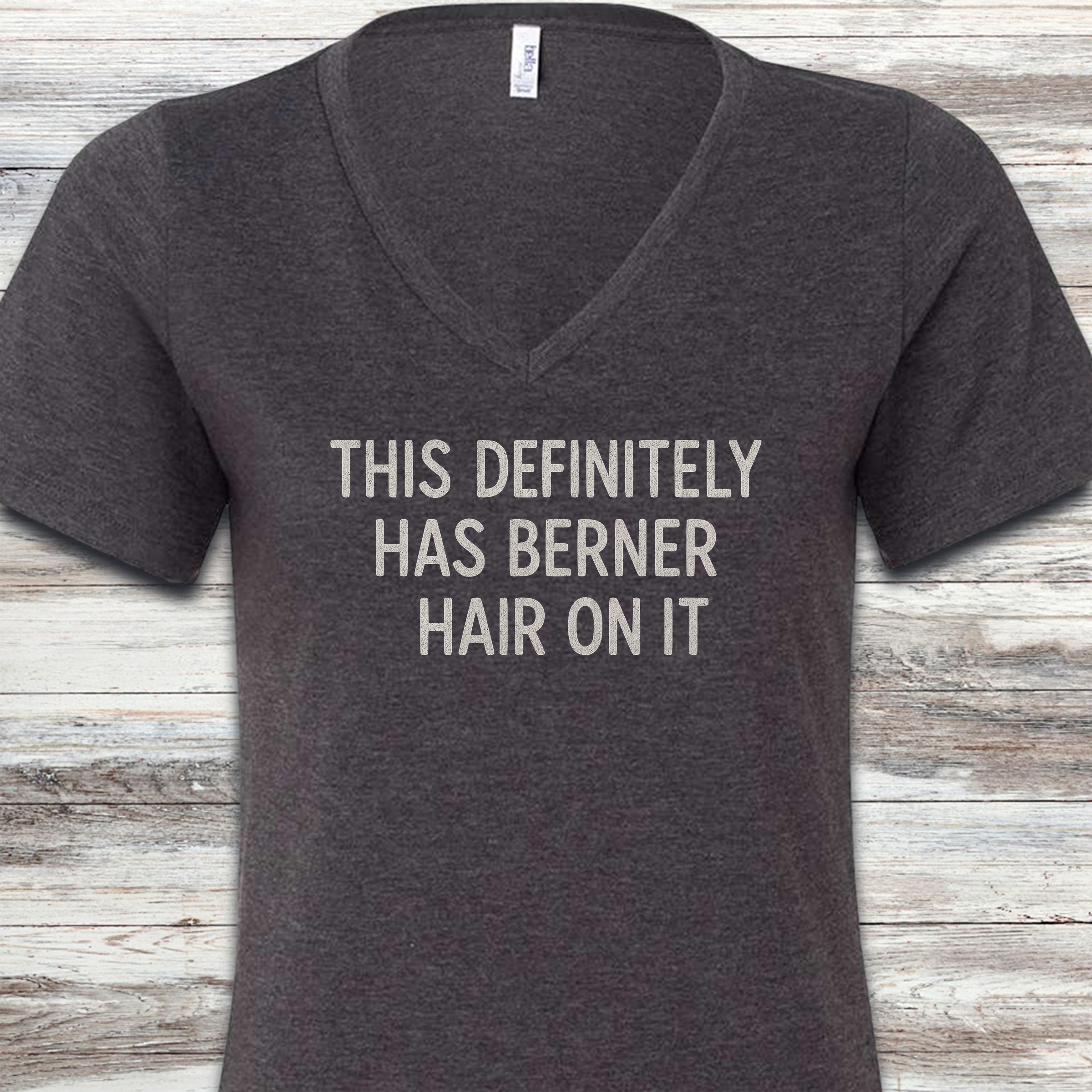 Bernese Mountain Dog Hair V-Neck Tee - Dark Grey Heather