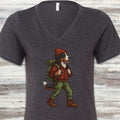 Bernese Mountain Dog Hiking V-Neck Tee - Dark Grey Heather