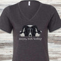 Shetland Sheepdog Bi-Black Nope V-Neck Tee - Dark Grey Heather