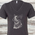Australian Cattle Dog Loyalty V-Neck Tee - Dark Grey Heather