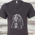 Basset Hound Loyalty V-Neck Tee - Dark Grey Heather