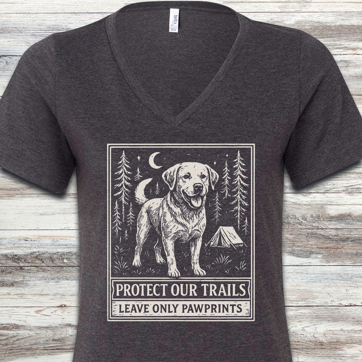 Labrador Retriever Protect Trails V-Neck Tee - Dark Grey Heather