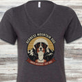 Bernese Mountain Dog Heritage V-Neck Tee - Dark Grey Heather