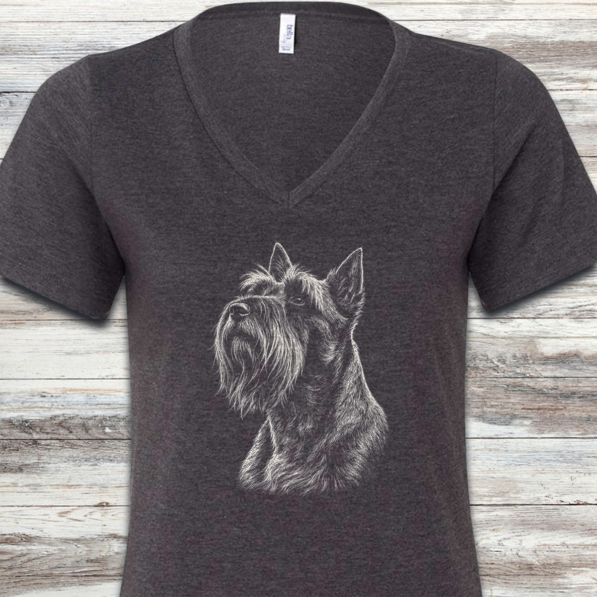 Scottish Terrier Loyalty V-Neck Tee - Dark Grey Heather
