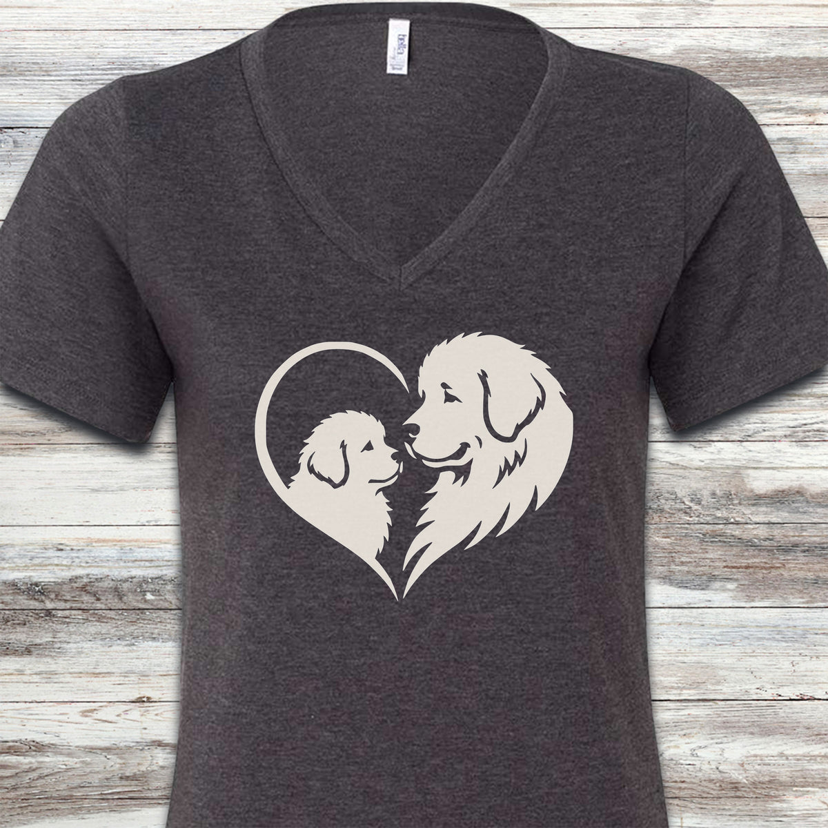 Newfoundland Heart Bond V-Neck Tee - Dark Grey Heather