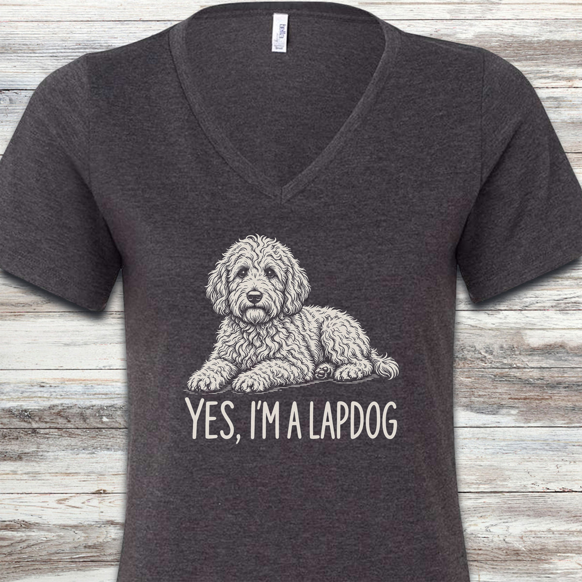 Goldendoodle Lapdog V-Neck Tee - Dark Grey Heather