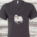 Cavalier King Charles Spaniel Boo V-Neck Tee - Dark Grey Heather