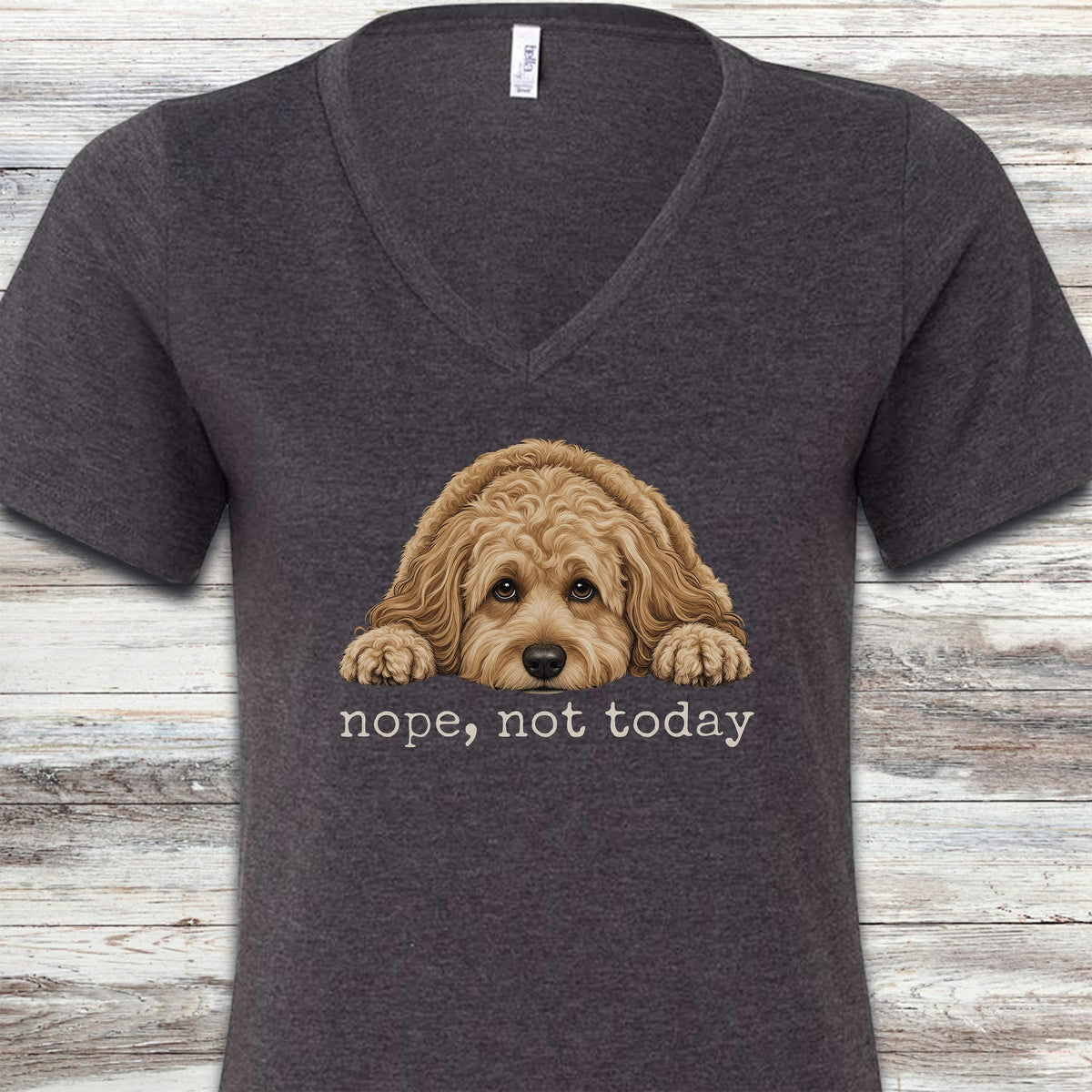 Cockapoo Nope V-Neck Tee - Dark Grey Heather