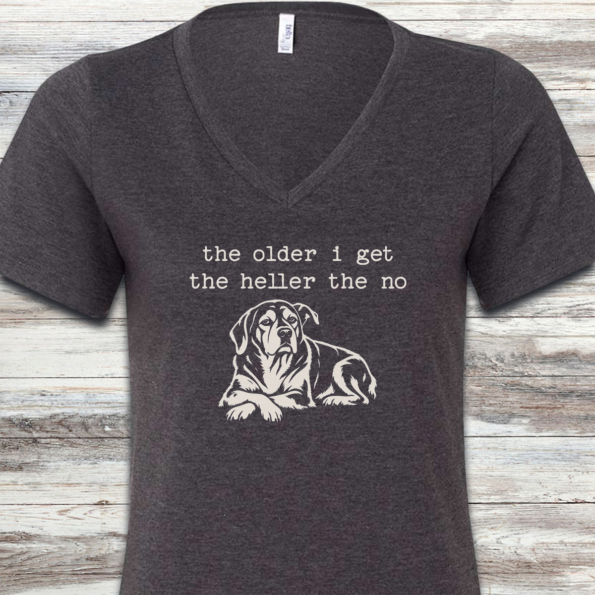 Hell No V-Neck Tee - Dark Grey Heather