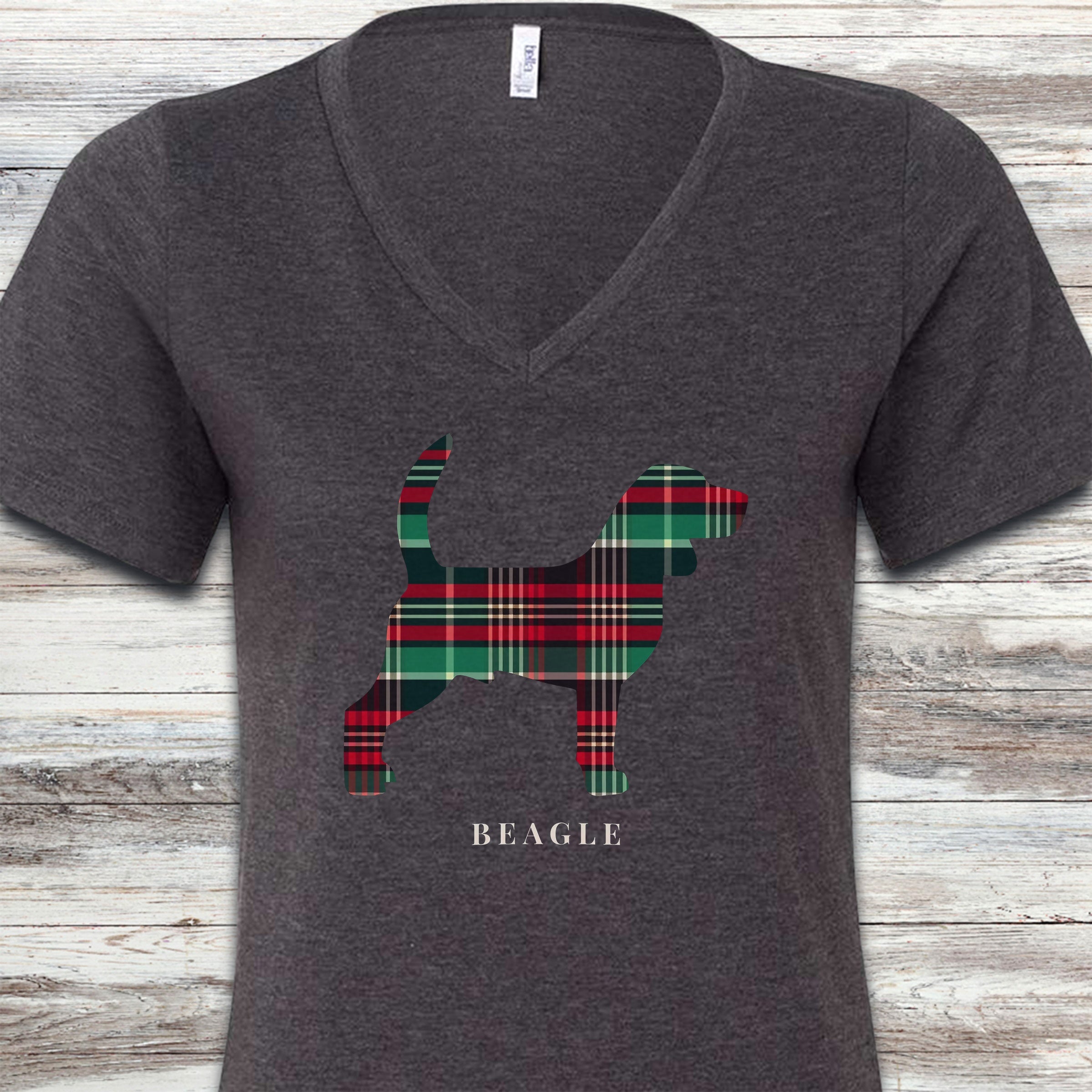 Beagle Winter 2025 V-Neck Tee - Dark Grey Heather