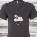 Black and Tan Coonhound Boo V-Neck Tee - Dark Grey Heather