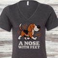 Beagle Nose V-Neck Tee - Dark Grey Heather