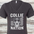 Rough Collie Nation V-Neck Tee - Dark Grey Heather
