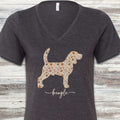 Beagle Fall V-Neck Tee - Dark Grey Heather