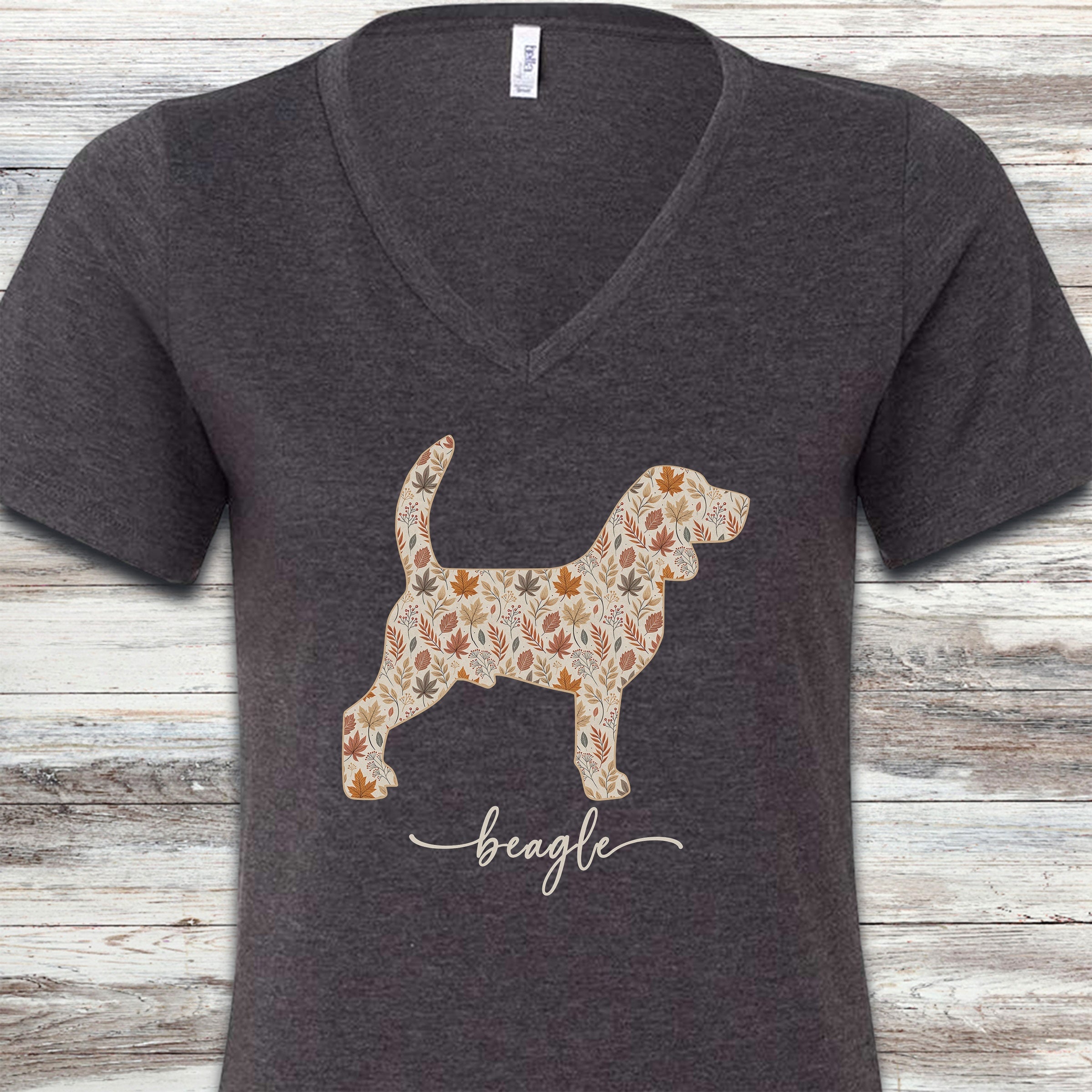 Beagle Fall V-Neck Tee - Dark Grey Heather