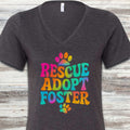 Rescue Tie Dye V-Neck Tee - Dark Grey Heather