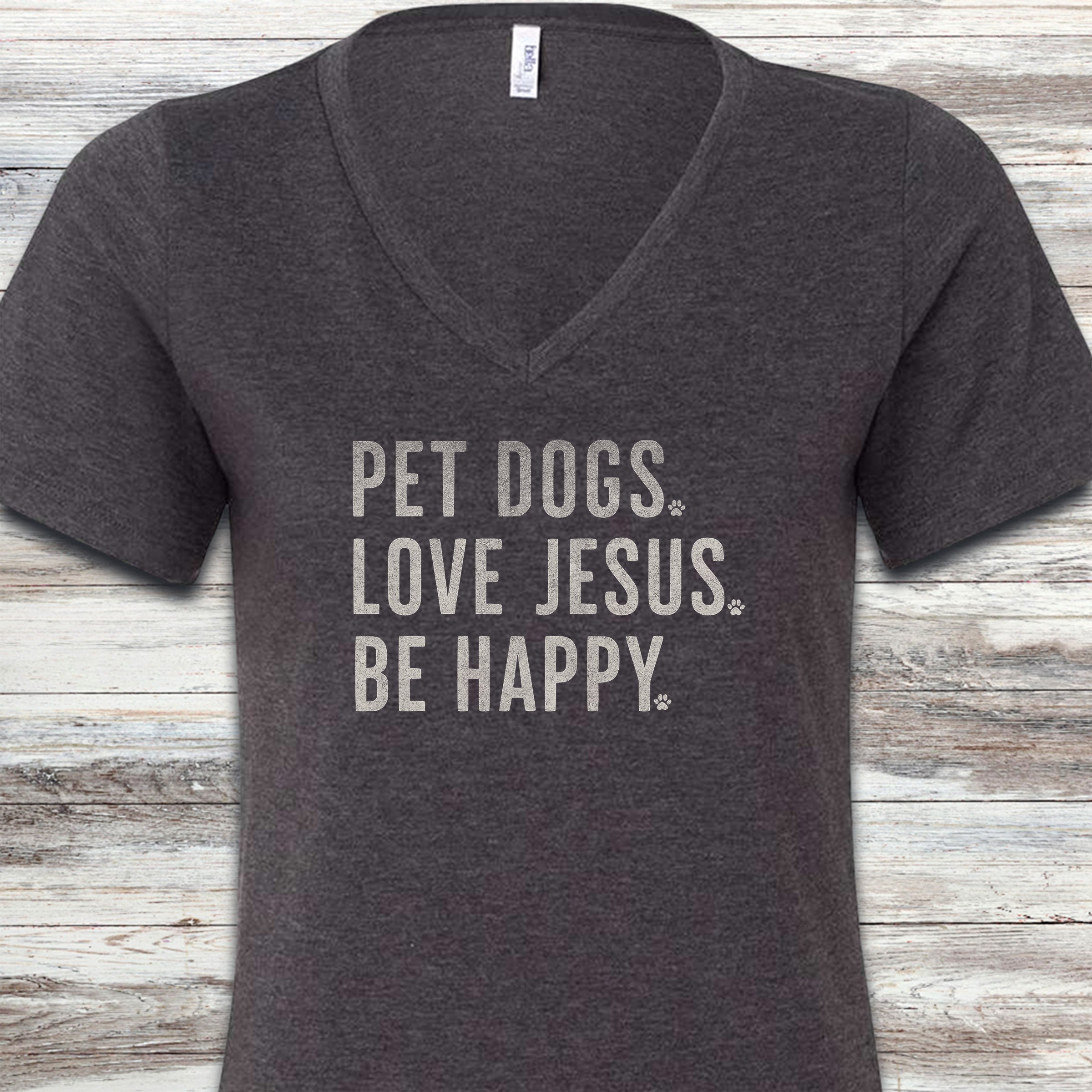 Love Jesus V-Neck Tee - Dark Grey Heather