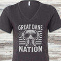 Great Dane Nation V-Neck Tee - Dark Grey Heather