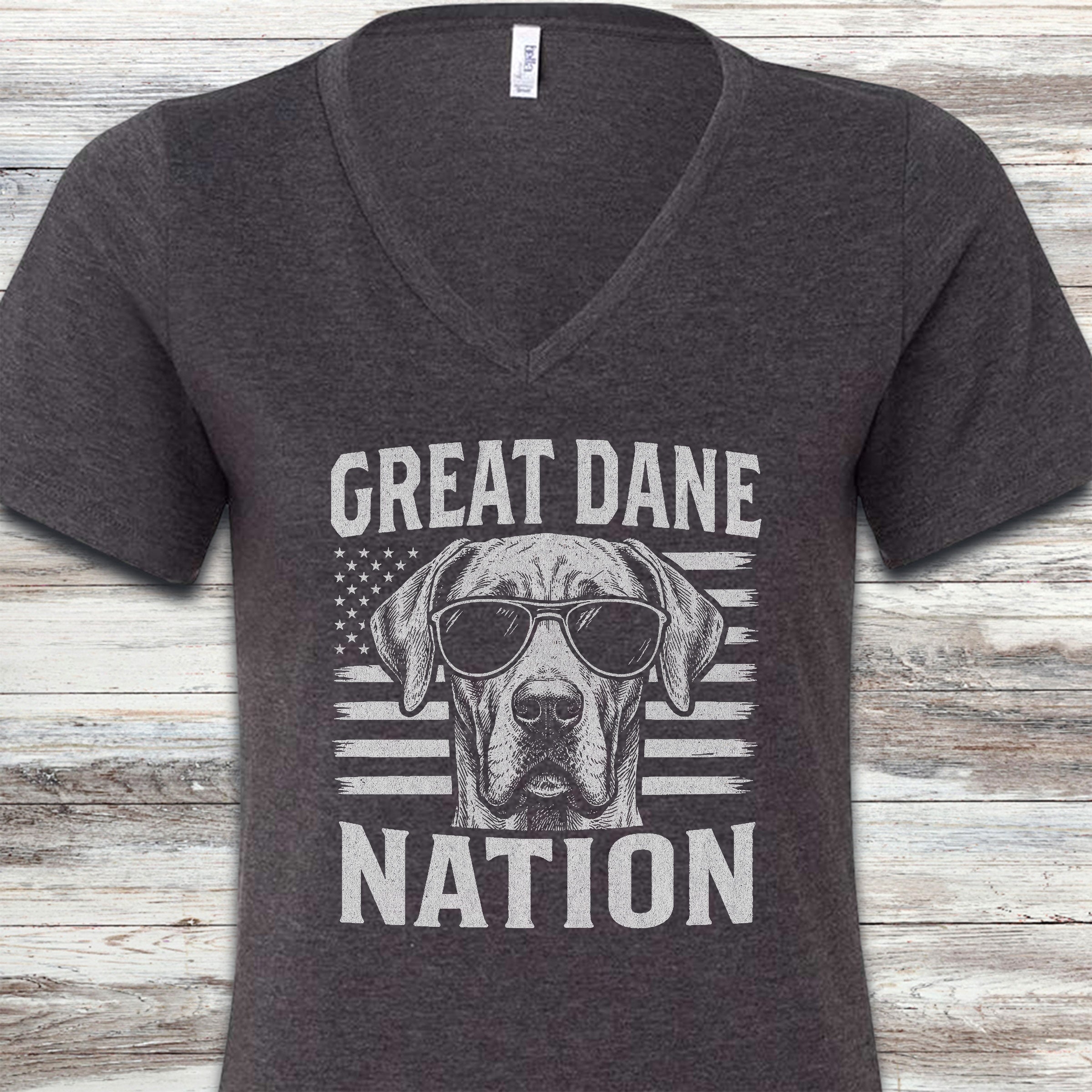 Great Dane Nation V-Neck Tee - Dark Grey Heather