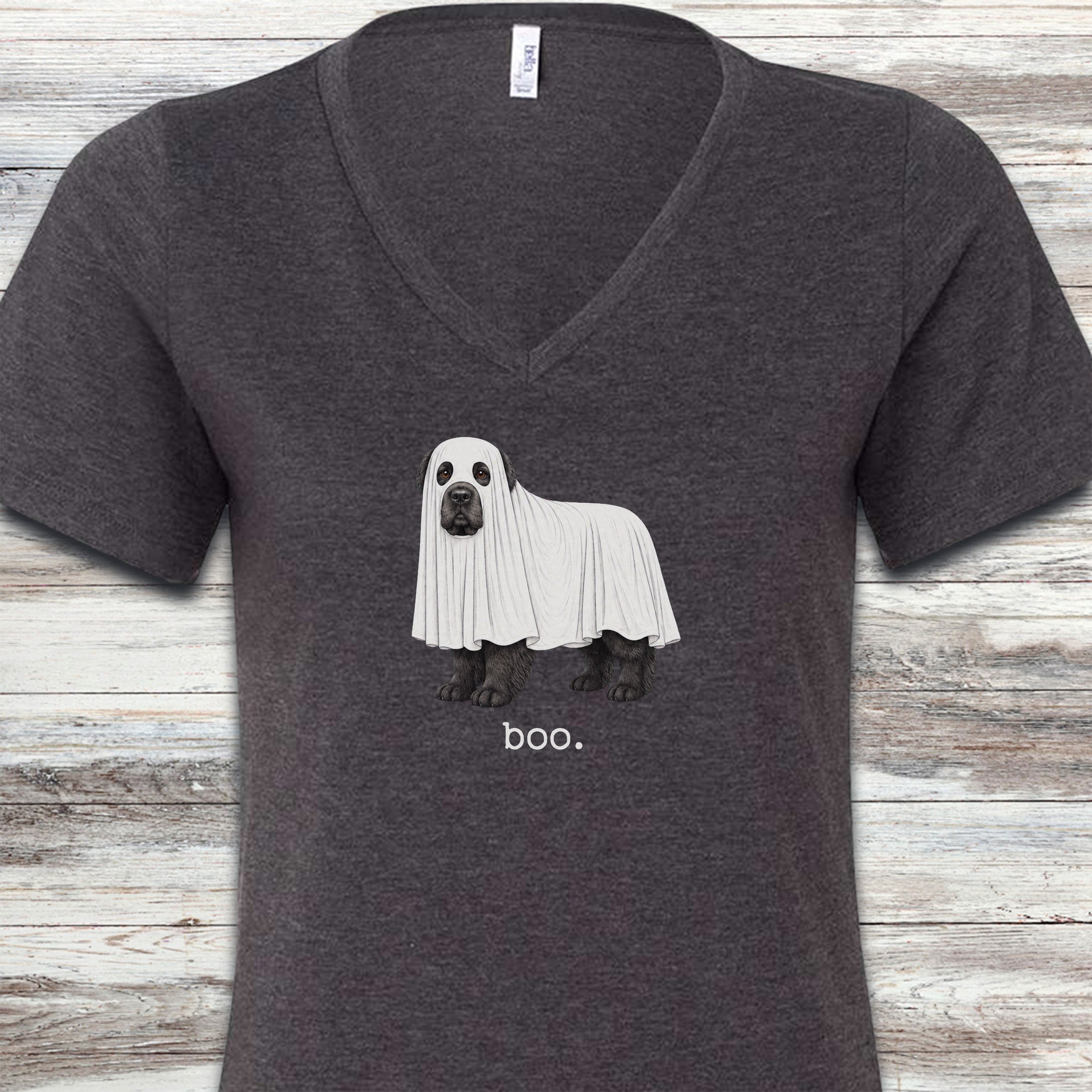 Newfoundland Boo V-Neck Tee - Dark Grey Heather